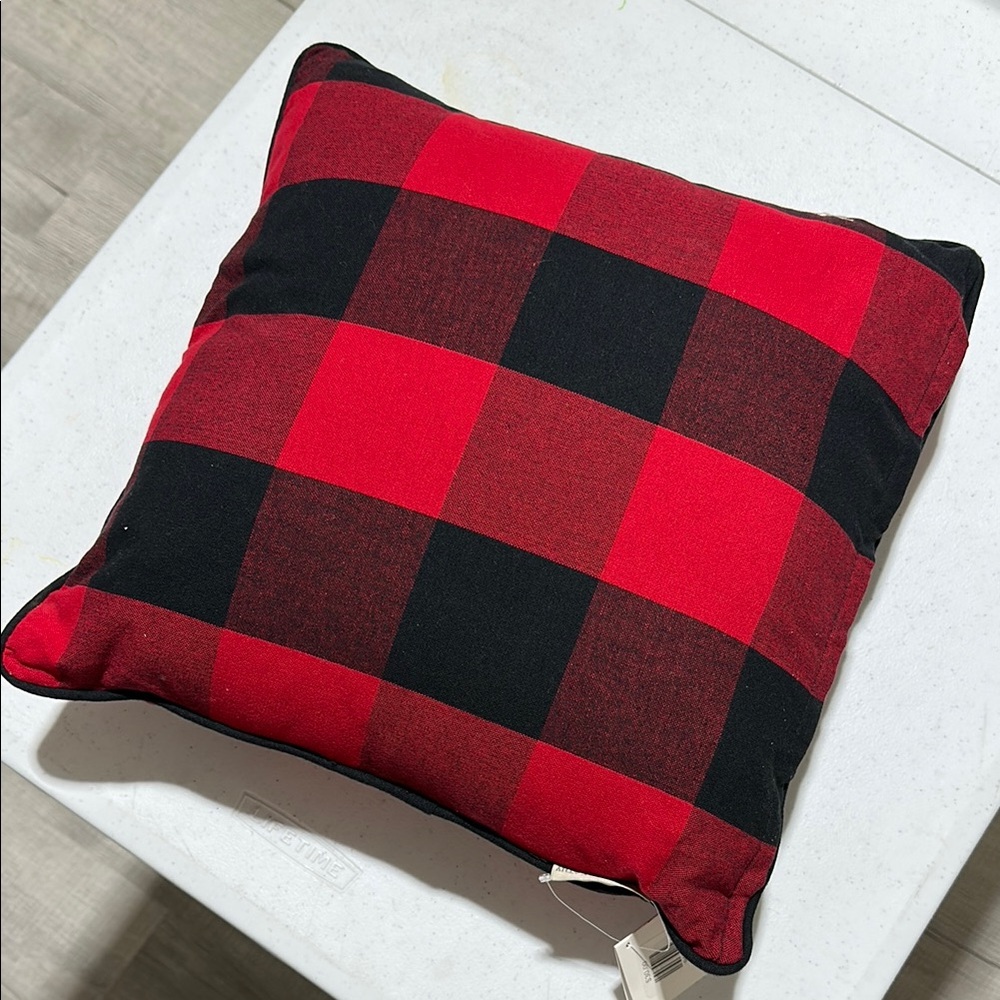 Primitives by Kathy Red and Black Checkered Pillow